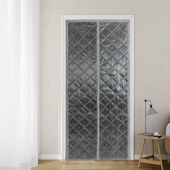 Thermal Magnetic Door Curtain Quilted Thermal Insulated Door Curtain Windproof 37.4*82.68in for Shops, Hotels, Bars, Restaurants