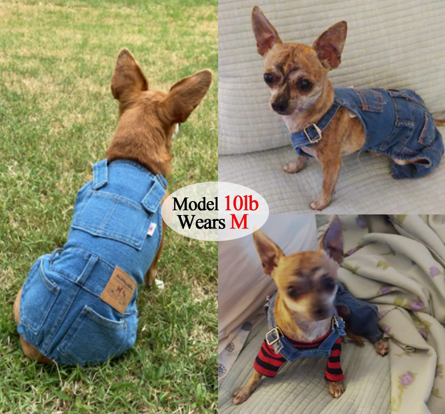 Dog Shirts Clothes Denim Overalls, Pet Jeans Onesies Apparel, Puppy Jean Jacket Sling Jumpsuit Costumes, Fashion Comfortable Blue Pants Clothing for Small Medium Dogs Cats Boy Girl (Blue, XX-Large)