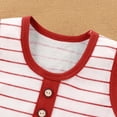 thumbnail image 4 of Fengactive Unisex 0-18M Baby Sleeveless Short Romper Stripe Contrast Button Henley Neck Breathable Cotton Summer Infant Tank Bodysuit Onesie, 4 of 6