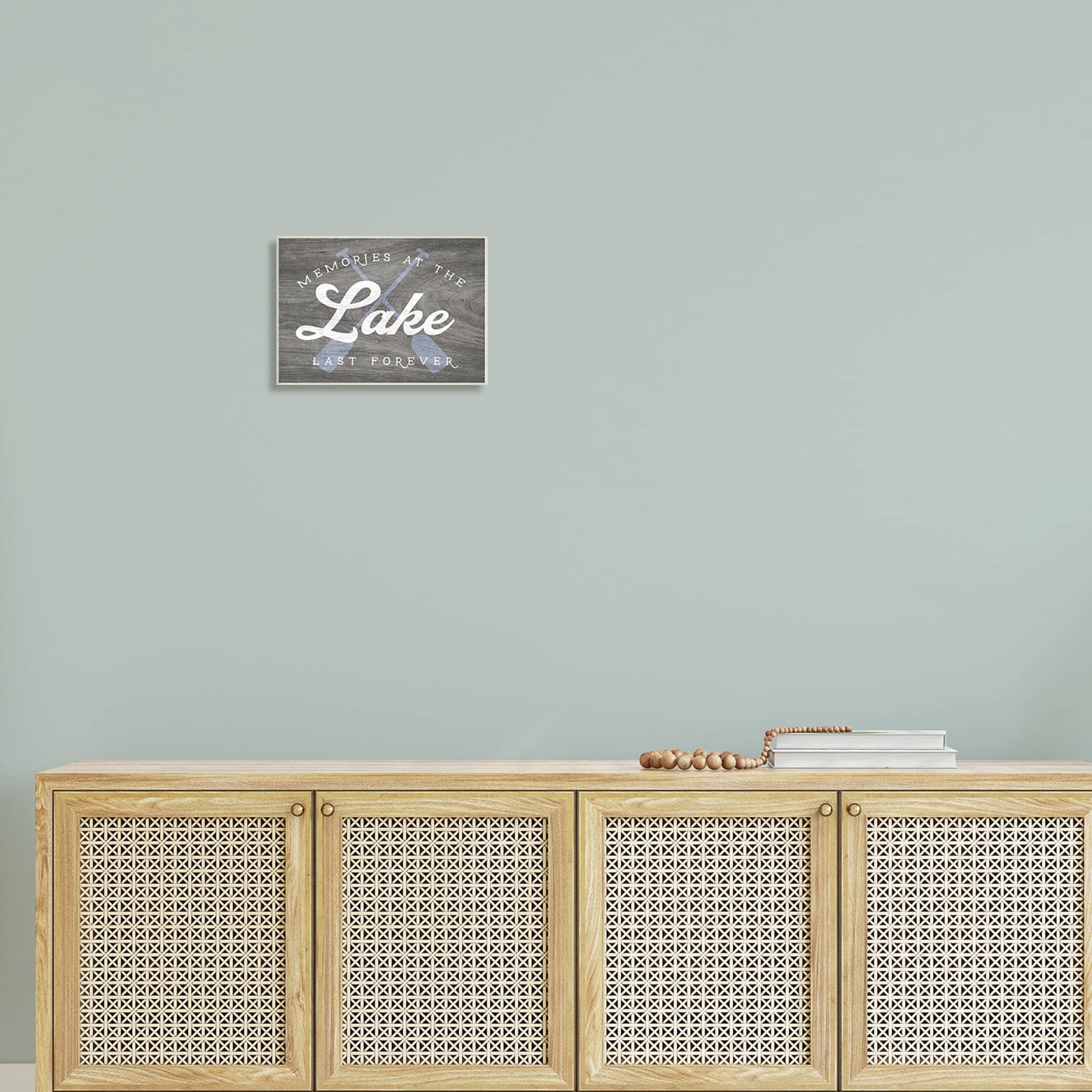Stupell Industries Memories at Lake Phrase Rustic Boat Ores Motif Wood Wall Art, 15 x 10, Design by Lil' Rue