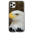 thumbnail image 1 of DistinctInk Clear Shockproof Hybrid Case for iPhone 12 MINI (5.4" Screen) - TPU Bumper, Acrylic Back, Tempered Glass Screen Protector - American Bald Eagle - Animal Print, 1 of 2