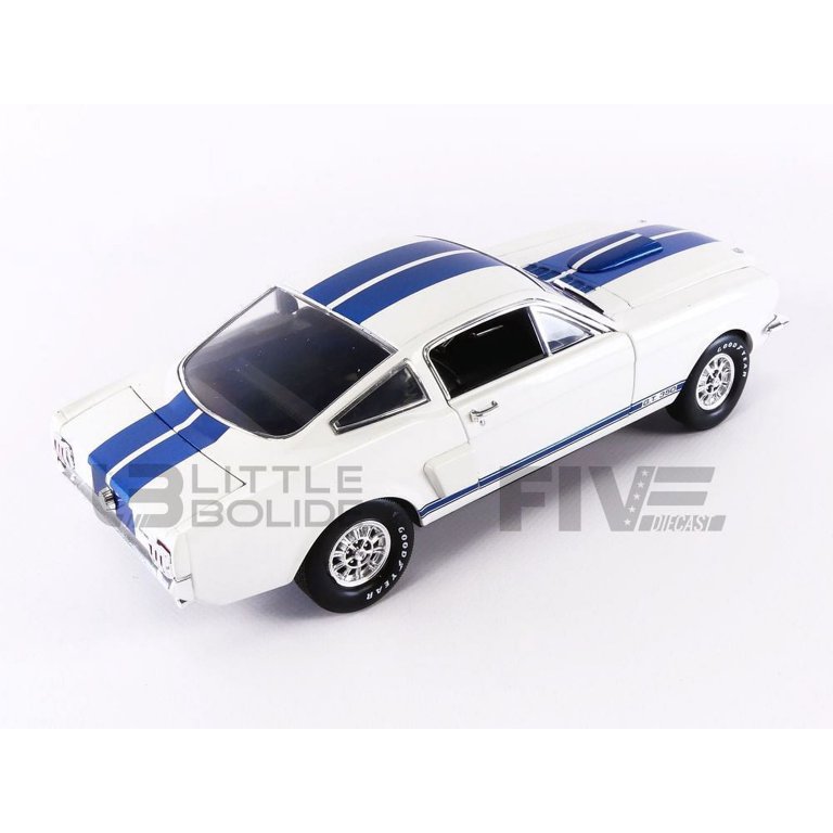 1966 Ford Mustang Shelby GT350 White with Blue Stripes 1/18 Diecast Model  Car by Shelby Collectibles