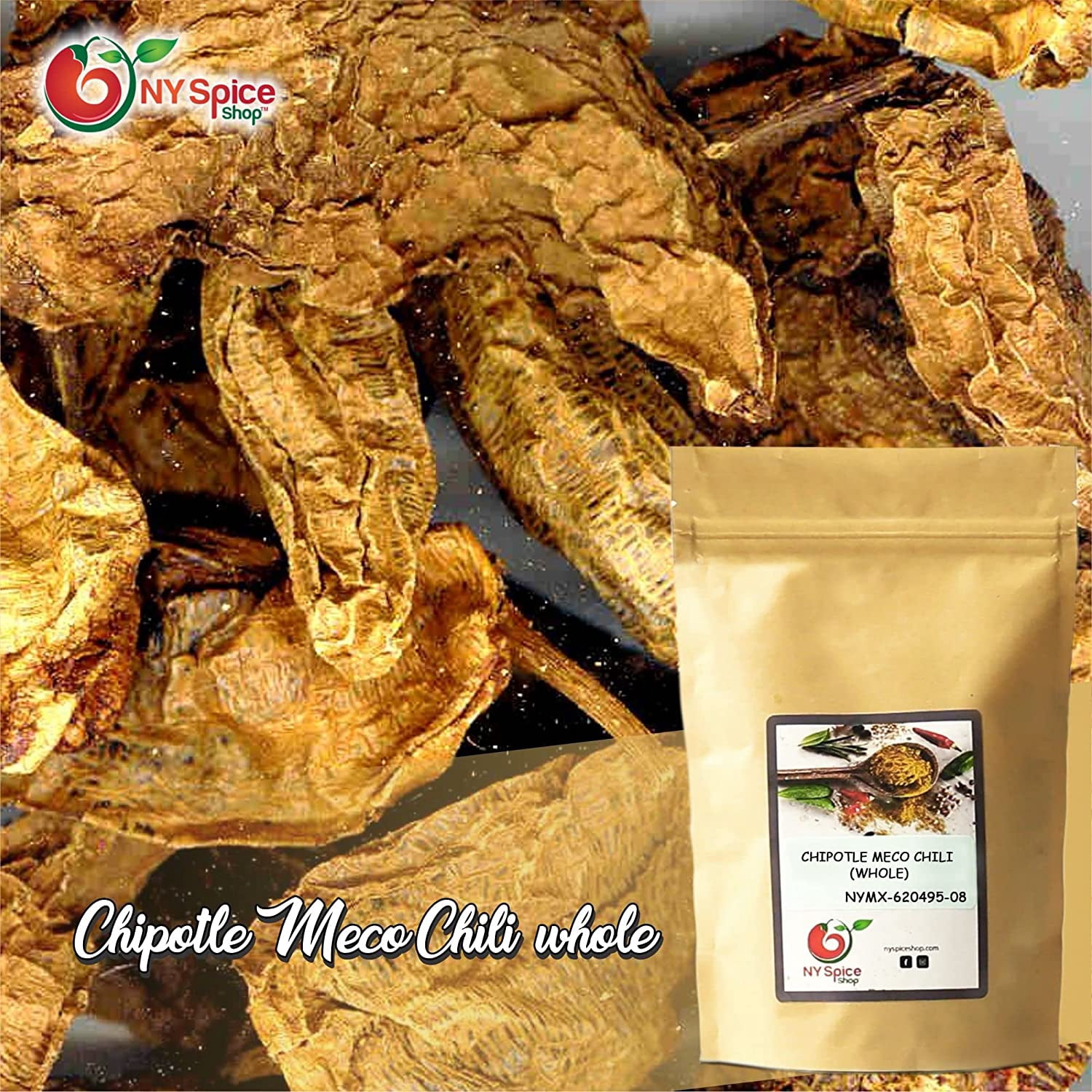 NY SPICE SHOP Chipotle Meco Chili – Dried Whole Meco Chipotle Peppers - Jalapenos Chipotle Chili – 1 lbs