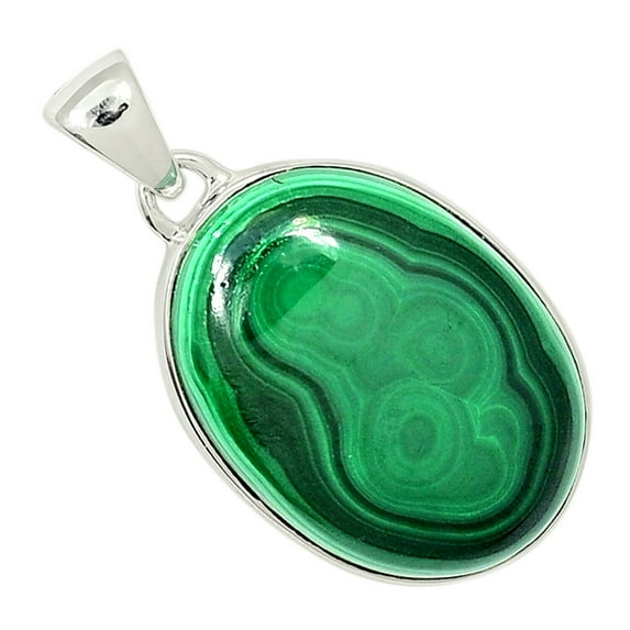 Bulls Eye Malachite 925 Sterling Silver Pendant Jewelry ALLP-12383