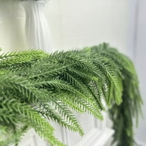 Hvmvliv 9ft Artificial Norfolk Pine Garlands Christmas Pine Needle Soft Thicken Christmas Garland Indoor for Fireplace Decoration Green