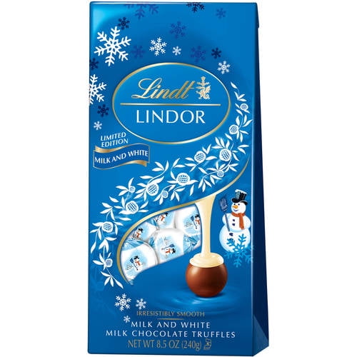 Lindt Lindor Milk And White Milk Chocolate Truffles Holiday Bag 85 Oz