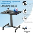 thumbnail image 4 of Mobile Small Teacher Standing Desk, Adjustable Height Rolling Laptop Table with Lockable Wheels, Portable Workstation for Home Office, Small Computer Desk for Compact Spaces,Black, 4 of 9