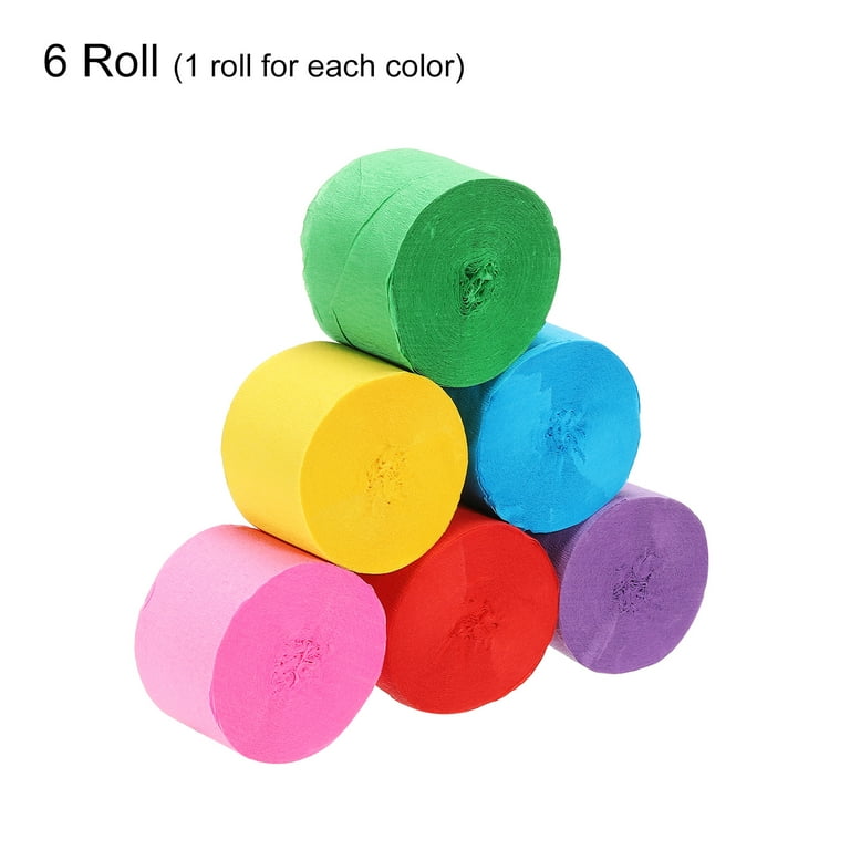 Crepe Paper Streamers 6 Rolls 72ft in 6 Colors for DIY Decorations