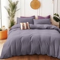 thumbnail image 5 of PURE ERA Duvet Cover Set Jersey Knit Cotton 100%,Ultra Soft 3Piece Bedding Set(King Size, Solid Violet Purple Gray), 5 of 6