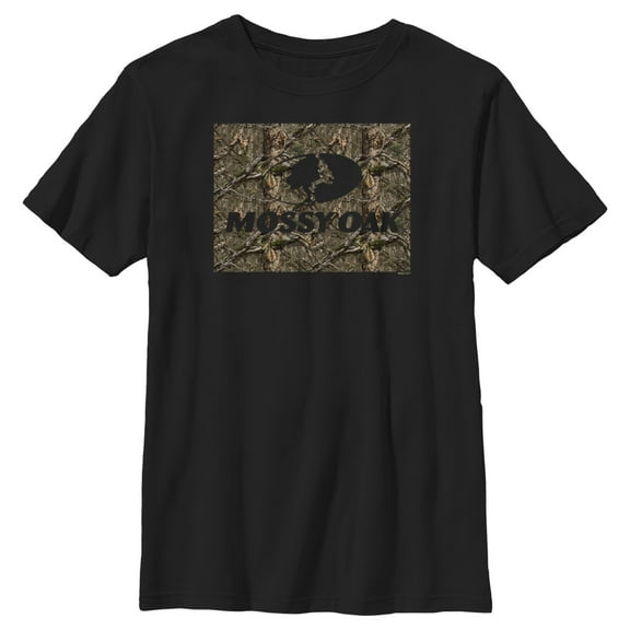 Boy's Mossy Oak In the Woods Logo Graphic Tee Black Large