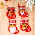 thumbnail image 4 of kiskick Christmas Stocking Santa Claus/Snowman/Reindeer/Bear with Bells Cartoon - Lanyard Reusable Scene Layout Festival Prop Hanging Xmas Tree Gift Bag Pendant for Party, 4 of 8