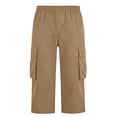 thumbnail image 4 of Resicozy Cargo Capri Pants for Men Casual Elastic Waist Work Shorts Relaxed Fit Hiking Tactical Capris with Multi Pockets Khaki 3XL, 4 of 8