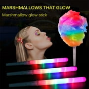 10 Pack LED Glowing Cotton Candy Glow Cones Reusable Light Up Marshmallow Sticks Adopted Cones Colorful Glowing Marshmallow Sticks