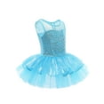 thumbnail image 2 of Haitryli Kids Girls Sleeveless Mesh Splice Sequins Ballet Dance Tutu Dress Gymnastic Leotard Dancewear Blue 4, 2 of 5
