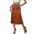 thumbnail image 2 of Mifsaly Silk Skirts for Women Side Slit Slim Fit High Waisted Midi Satin Skirt Elegant Office Work Party Wedding Guest Clothes XL, 2 of 7