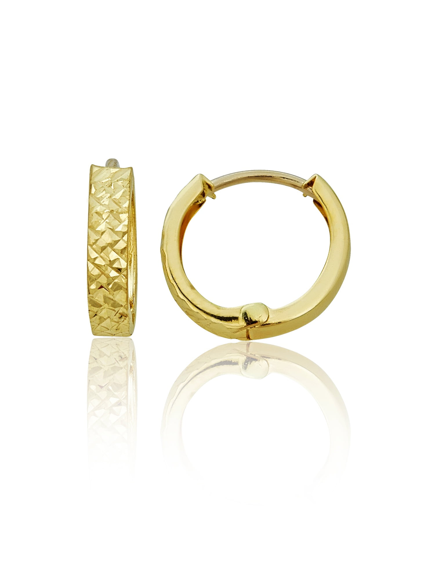 Decadence 14K Yellow Solid Gold Diamond Cut Huggie Earring Various
