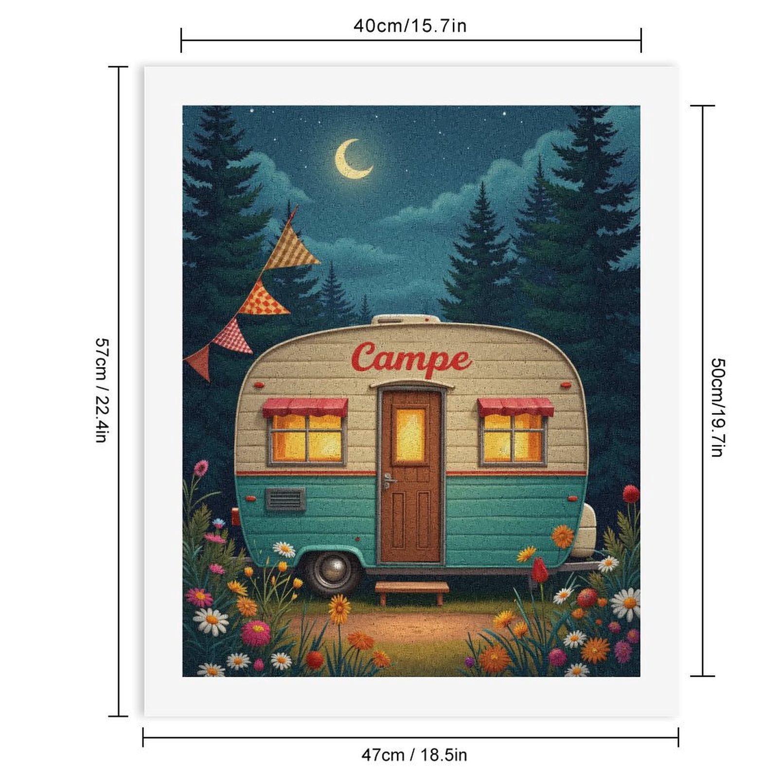 Paint by Numbers Kit for Adults, Vintage Camper Moonlit Night Paint by Numbers, Easy Paint by Numbers Kit for Adults Beginner, DIY Adult Paint by Number Kits on Canvas, Home Decor