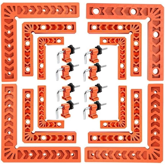 90 Degree Corner Clamp Clamping Square Set Positioning Squares Right Angle Clamps Woodworking Tools for Picture Frame Box Cabinets Drawers, Set of 12(3" 4" 6")