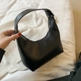 thumbnail image 4 of Women Armpit Purse PU Leather Lychee Pattern Ladies Half Moon Bag (Brown), 4 of 7