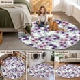 thumbnail image 5 of Purple Pink Roses Round Area Rug 7Ft Washable Circle Rugs for Dorm Laundry Room, Spring Floral Elegant Pastoral Botanical Non-Slip Carpet Floor Mats Indoor Outdoor Carpet Runner Aesthetic Home Decor, 5 of 8