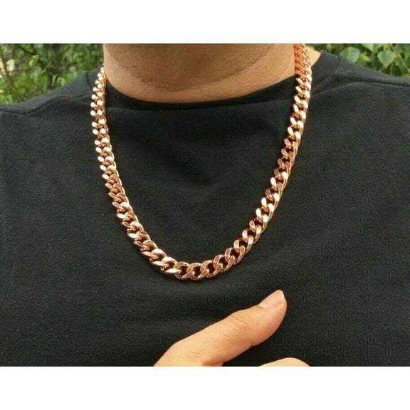 Copper Cuban Link Necklace Heavy Solid Statement Jewelry Chain 24" Unisex By MDream