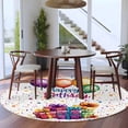 thumbnail image 4 of Happy Birthday Round Area&nbsp;Rug 7ft Colorful Balloon Non-Slip&nbsp;Washable Circle Rugs Soft Felt Indoor Floor Mat for Bedroom Kitchen Living Room Bathroom, 4 of 9