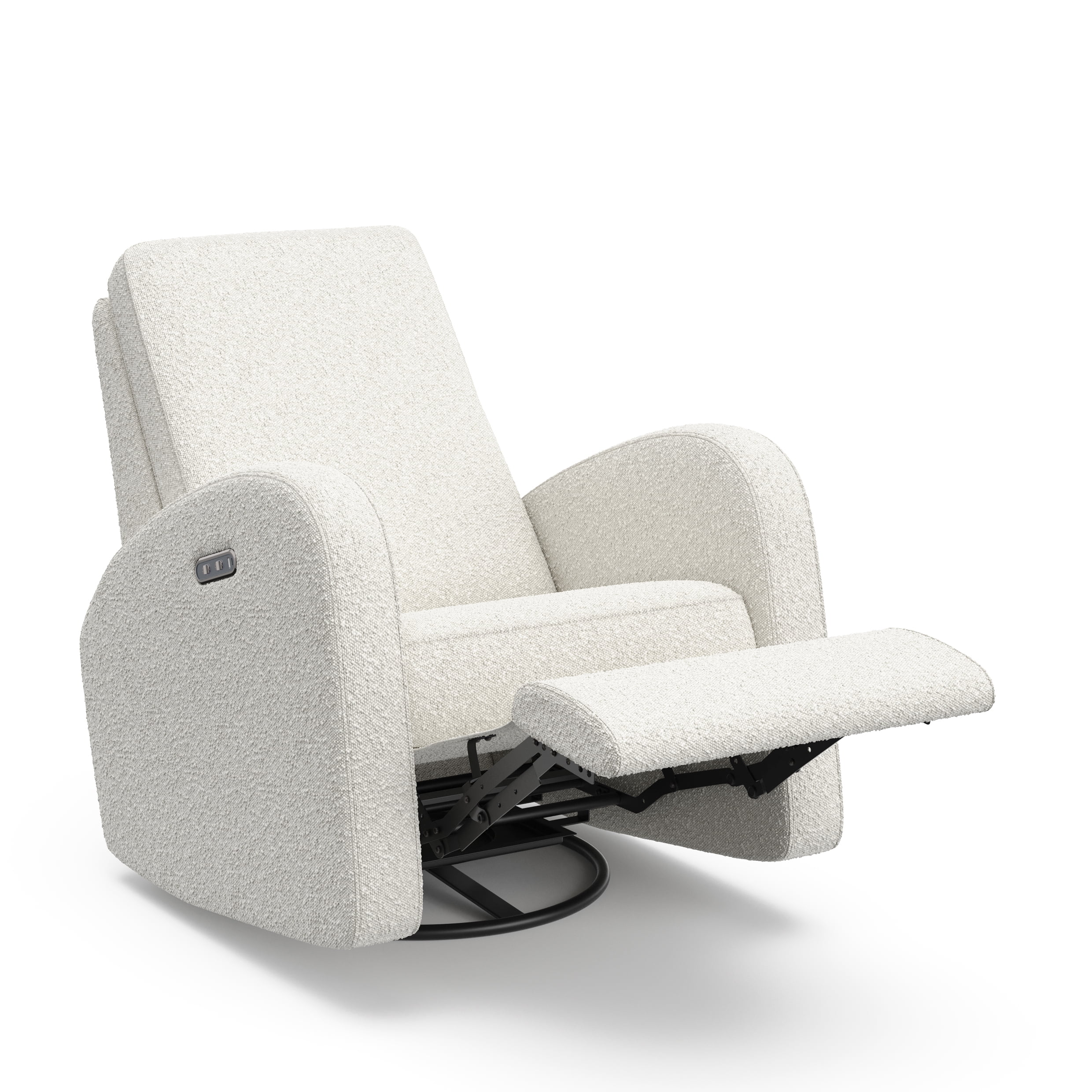 Storkcraft Santa Monica Infant Power Recliner Swivel Glider with USB, Ivory Boucle