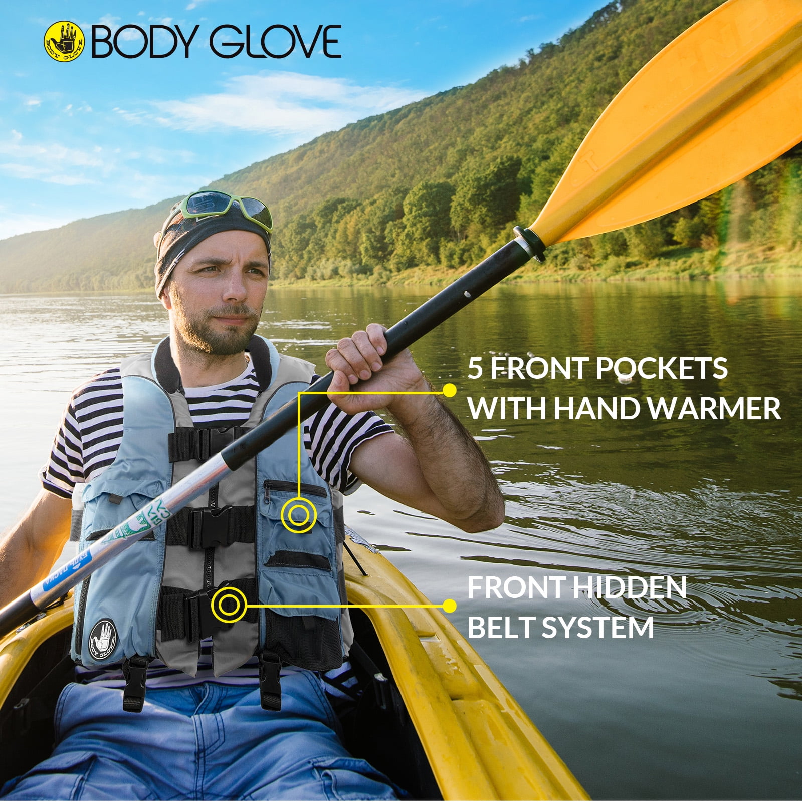 Body Glove Angler Unisex Adult Fishing PFD Life Jacket USCG Approved, Blue