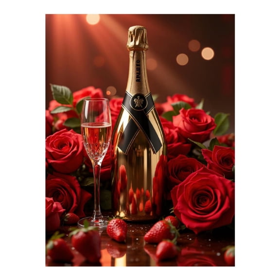 Diamond Art Kits for Adults, Romantic Celebration Roses Strawberries 5D Diamond Painting Kits for Adults Beginners, DIY Full Drill Diamond Painting, Gem Art and Crafts 12x16