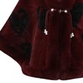 thumbnail image 3 of UTSJKR Women Heart Pattern Faux Fur Trim Poncho Cape Pearl Tassel Detail Warm Wrap Coat for Fall Winter Daily Dressing Wine, 3 of 4