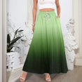 thumbnail image 5 of WTOBBY Women's Gradient Print Flowy Flared Maxi Skirt with Ruffle Hem, A-Line Elastic Waist Elegant Tiered Layered Bohemian Long Skirt for Casual Summer Outfits and Beach Events,Green L, 5 of 5