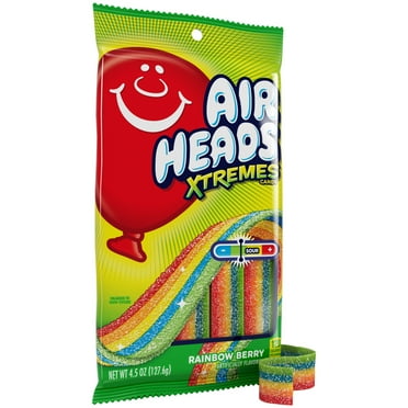 Airheads Xtremes Belts Chewy Candy, Rainbow Berry Fruit Flavor Artificially Flavored, 4.5 Ounces