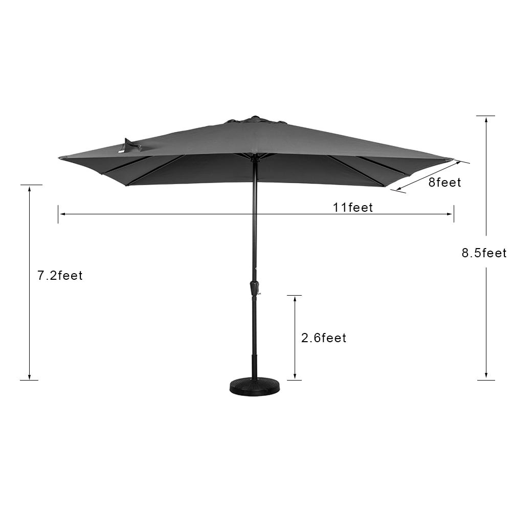 Sundale Outdoor 8 11 Ft Rectangular Patio Garden Outdoor Umbrella With Crank 220g Polyester Walmart Com Walmart Com