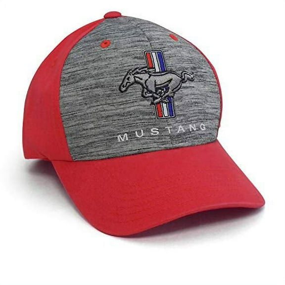 Ford Mustang Logo Gray Front Red Back Baseball Hat