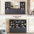 thumbnail image 6 of SICOTAS 77.6" Tall Storage Cabinet with Arched Hutch & Fluted Doors, Modern Bookcase with Adjustable Shelves, Kitchen Pantry Cabinet, Display Cabinet for Living Room, Home Office, Black Grey Alder, 6 of 9