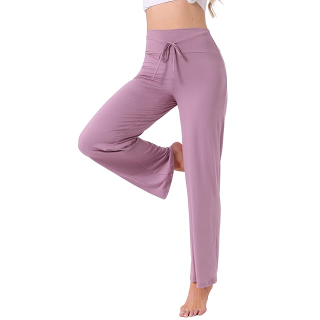 Pantalones de pijama de mujer INSPIRE CHIC, de pierna ancha, con cordón, pantalones de sudadera elásticos, pantalones de lounge Palazzo, pantalones de yoga para dormir, color morado