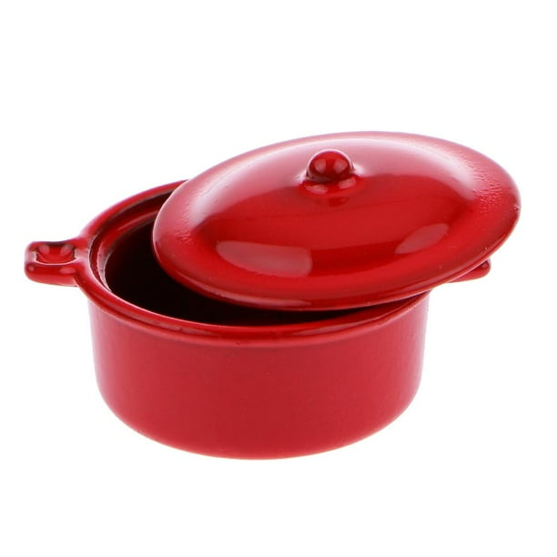 Utensilios en Miniatura Yotijar Cazuela para Estofado Olla Roja Escala 12