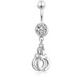 thumbnail image 1 of Piercing para el ombligo de acero quirúrgico de 14 g con circonitas cúbicas., 1 of 3