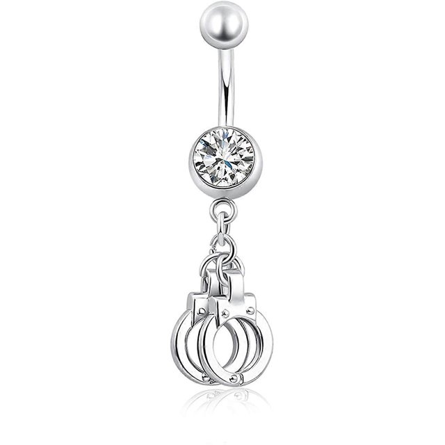 Piercing para el ombligo de acero quirúrgico de 14 g con circonitas cúbicas.