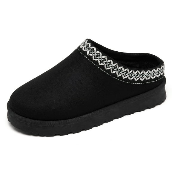 Womens Cozy Platform Fuzzy Slippers Suede Indoor and Outdoor Slip On Cute Warm House Clogs