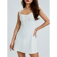 thumbnail image 4 of Nituyy Women's Square Neck Sleeveless Tie Front Lace Trim A Line Party Mini Dress, 4 of 9