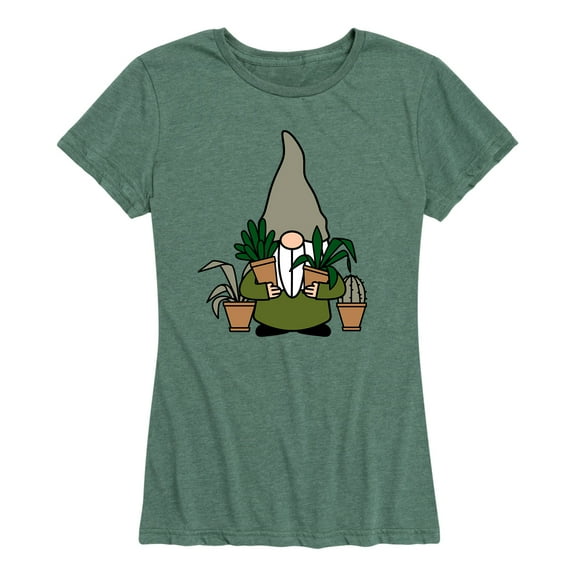 Instant Message - Gnome With Plants - Women's Short Sleeve Graphic T-Shirt