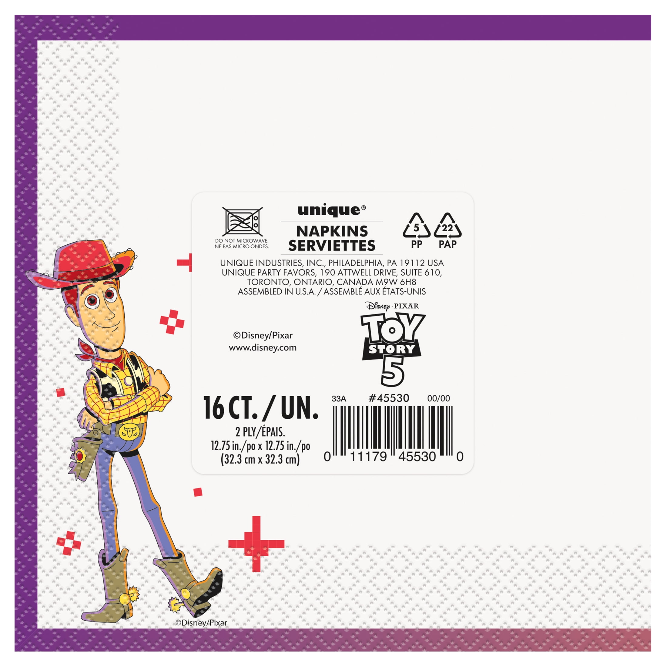 Toy Story 16 Count 6.5IN x 6.5IN Multicolor Lunch Napkins