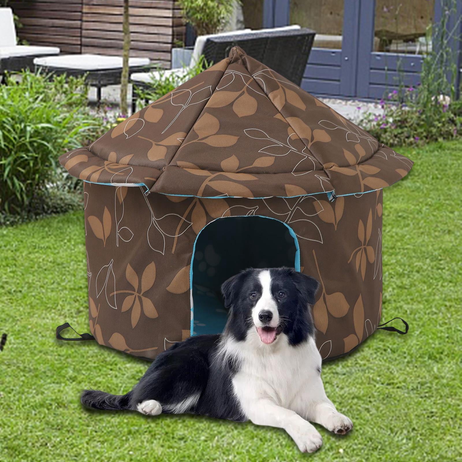 Outdoor Feral Cats Warm House, Waterproof Washable Winter Warm Pet Supplies Furniture Bed Cave Foldable Stray Cats Shelter Pet House Kennel Round L Brown