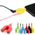 thumbnail image 3 of HLONK 3.5mm Stereo Audio Earphone Headphone 2-Way Splitter Adapter U Shaped Jack Stereo Audio Connector Adapter (Random Color), 3 of 5