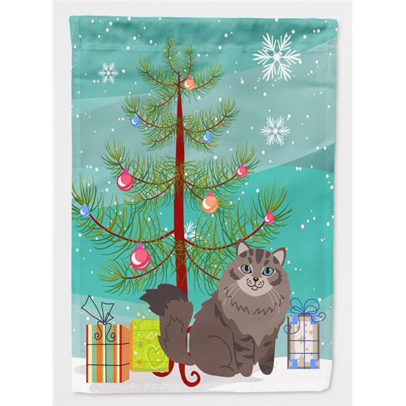 Carolines Treasures BB4430GF Siberian Cat Merry Christmas Tree Flag Garden Size