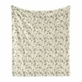 thumbnail image 1 of Boho Soft Flannel Fleece Blanket, Botanical Themed Delicate Pastel Pattern with Natural Field Herbs Print, Cozy Plush for Indoor and Outdoor Use, 50" x 70", Cream and Charcoal Grey, by Ambesonne, 1 of 5