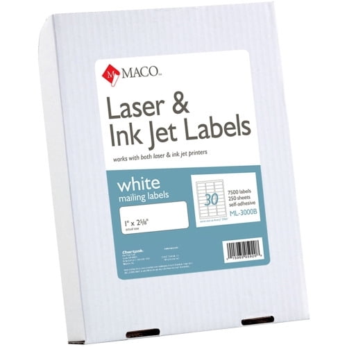 MACO White Laser/Ink Jet Address Label Permanent Adhesive - 1