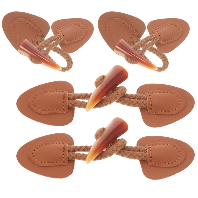 TEHAUX 4Pairs Vintage Horn Closure Toggle Buttons Chocolate for Clothes Overcoat with Fine Workmanship