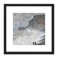 thumbnail image 1 of Claude Monet Rough Weather At Etretat 8X8 Inch Square Wooden Framed Wall Art Print Picture with Mount, 1 of 4